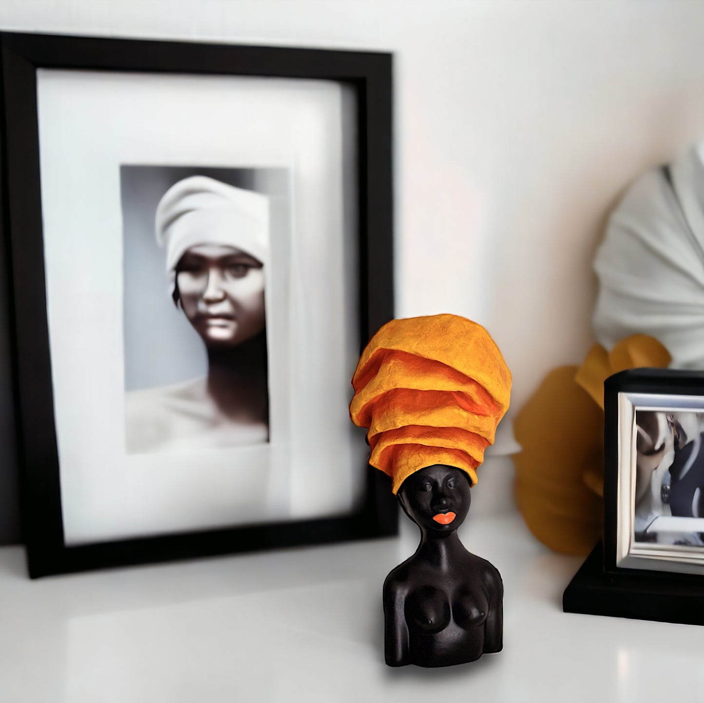 Palenquera Orange Turban Sculpture