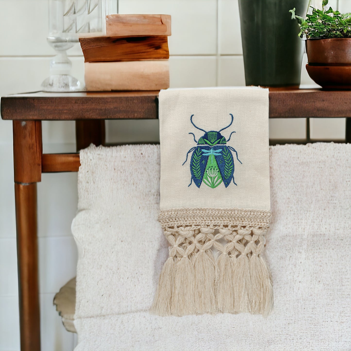 Toa Blue Beetle Hand Towel