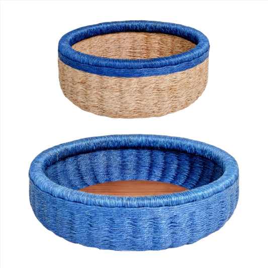 Blue Woven Basket 2 Piece Set