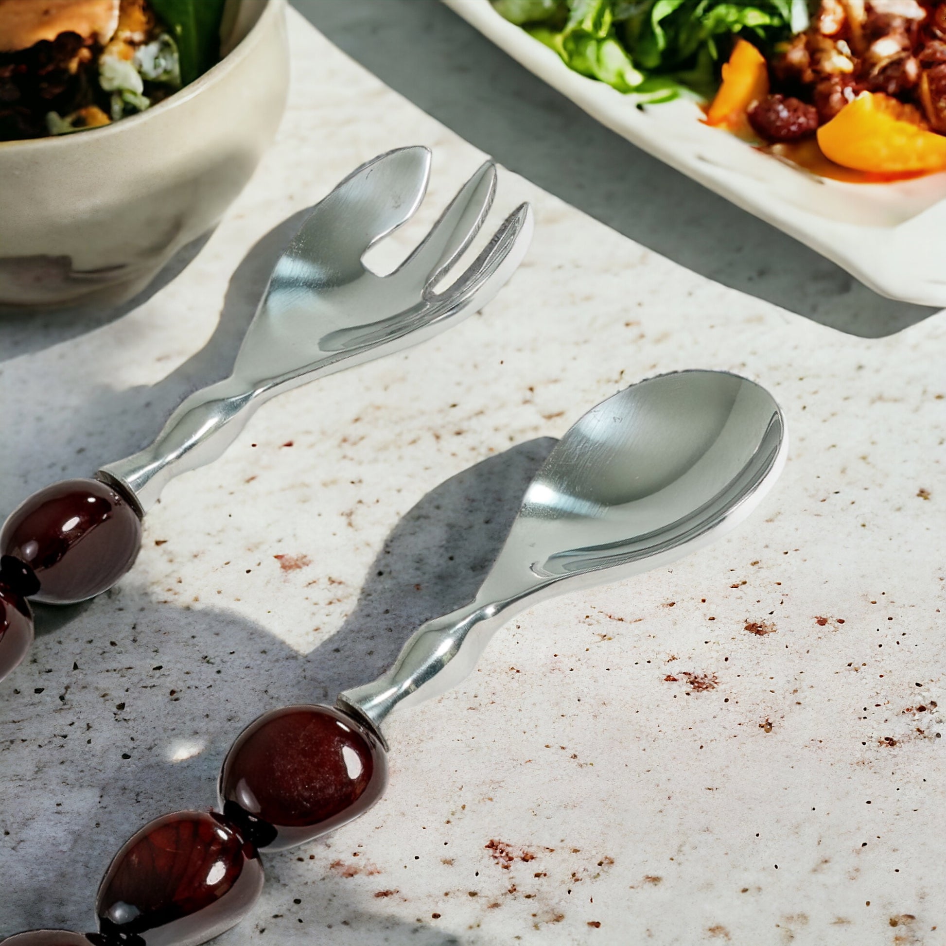 Tagua Brown Salad Serving Set