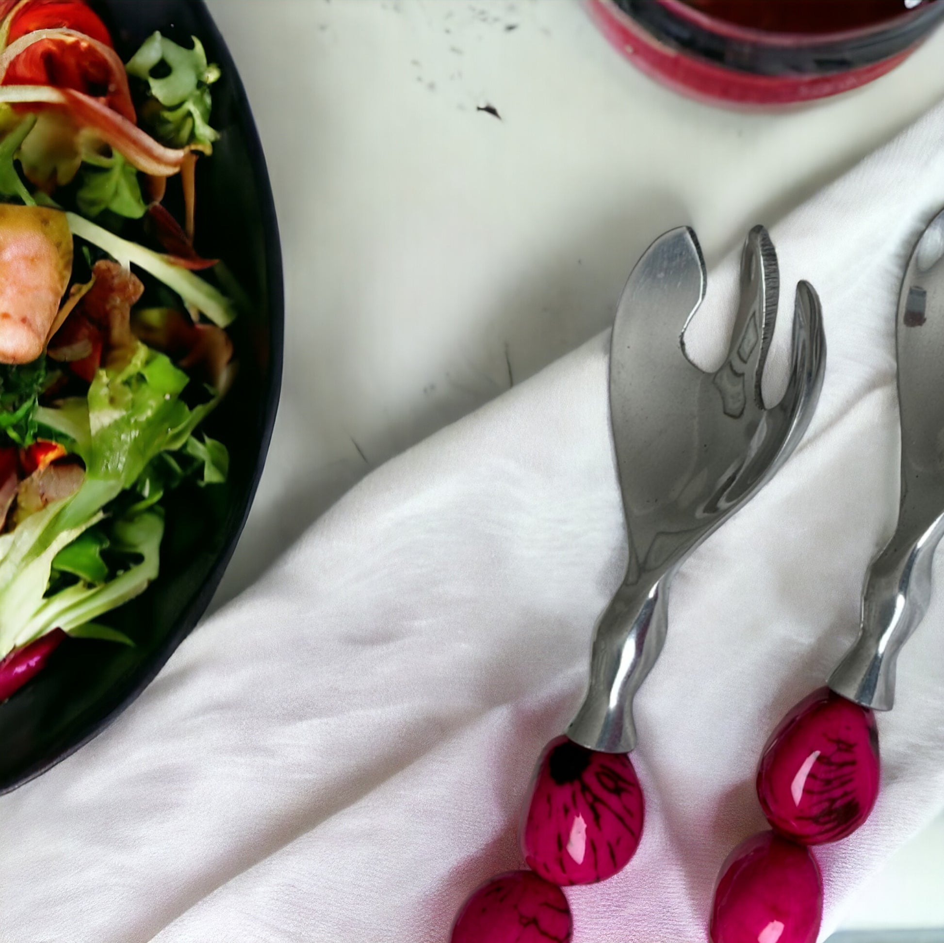 Tagua Magenta Salad Serving Set