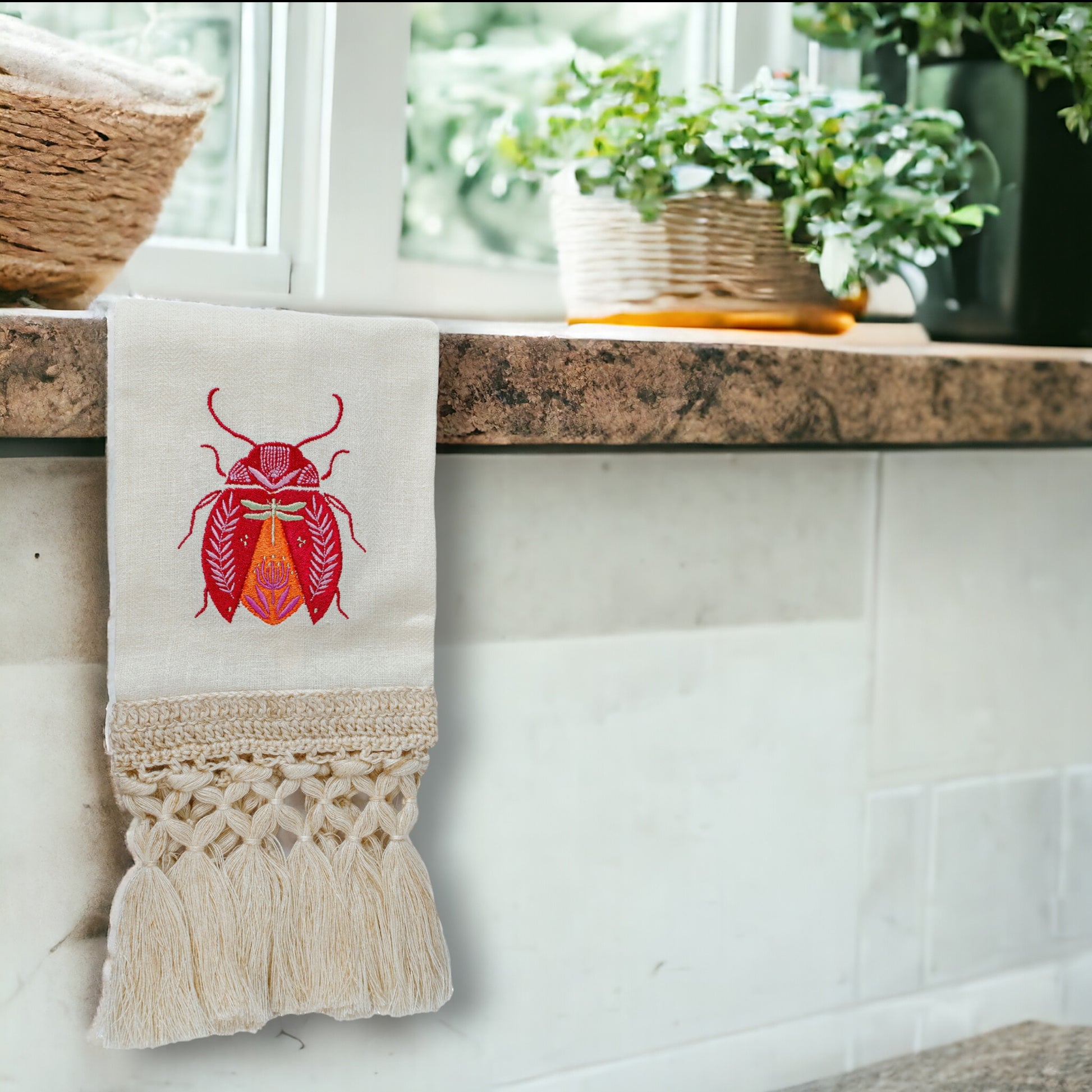 Toa Red Beetle Hand Towel