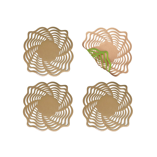 Caoba Waves Reversible Green/Gold Coaster