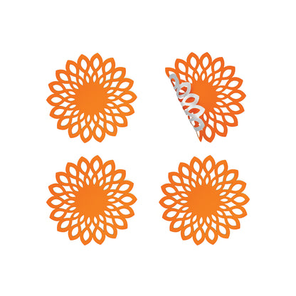 Caoba Flower Reversible Orange/Silver Coaster